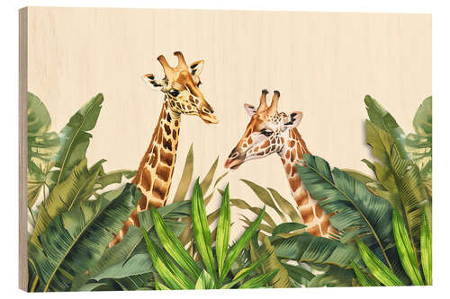 Tableau en bois Exotic Wildlife Giraffes Paradise