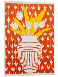 Acrylglasbild Sonniges Tulpen-Stillleben in Rot und Gelb - Frank Daske