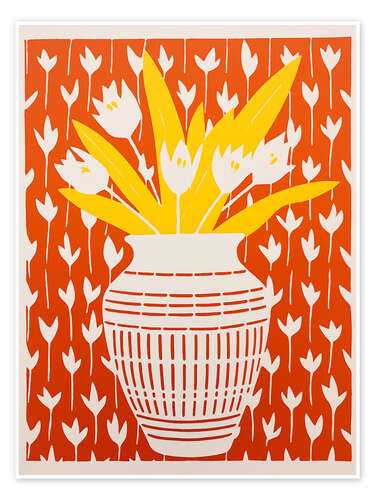 Poster Sonniges Tulpen-Stillleben in Rot und Gelb