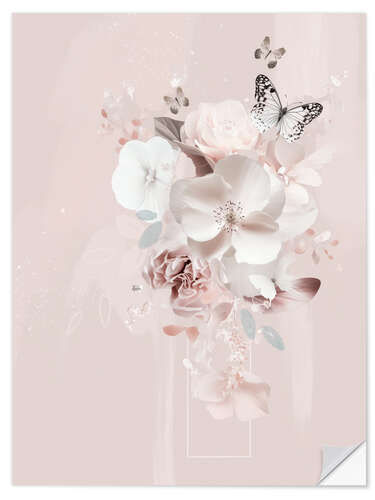 Muursticker Pink Petal Blossom