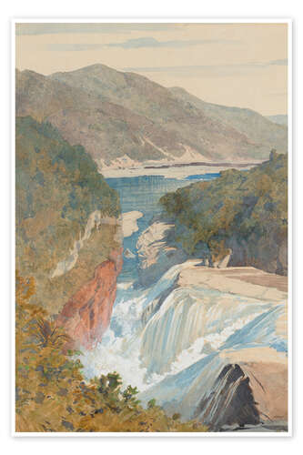 Poster Te Reinga, Falls of the Wairoa - James Crowe Richmond, 1867