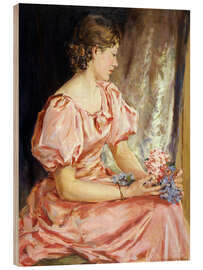 Tableau en bois Portrait of Lorna, the girl in pink - Annie Elizabeth Kelly, 1938