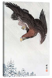 Canvas print Eagle in flight against a snowy sky, 1933 - Ohara Koson