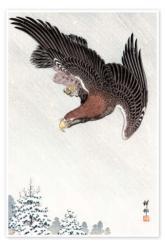 Poster Eagle in flight against a snowy sky, 1933