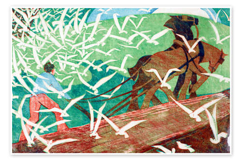 Plakat Birds following a plough, 1933