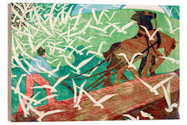 Tableau en bois Birds following a plough, 1933 - Ethel Spowers