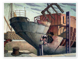 Tableau The "British Chancellor" in dry dock - Harry Morley, 1943