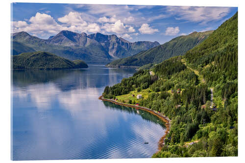 Stampa su vetro acrilico Picture-book landscape at the Holandsfjord, Norway