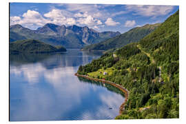 Aluminiumtavla Picture-book landscape at the Holandsfjord, Norway - Achim Thomae