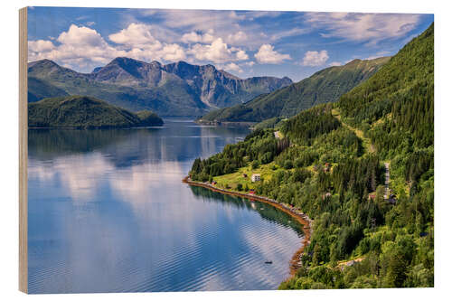 Obraz na drewnie Picture-book landscape at the Holandsfjord, Norway