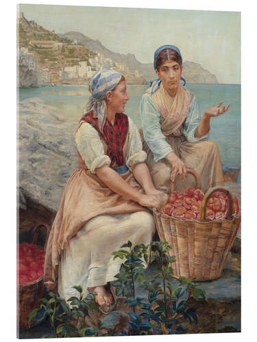 Stampa su vetro acrilico Italian girls with tomatoes in basket