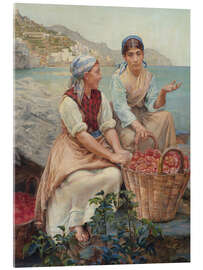 Akrylglastavla Italian girls with tomatoes in basket - Kristian Zahrtmann