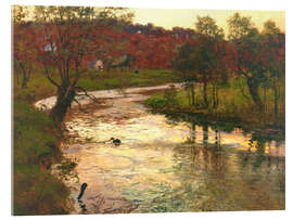 Obraz na szkle akrylowym Sunset over the river L'Elle near Quimperlé - Frits Thaulow