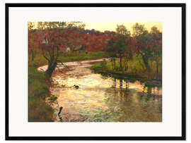 Gerahmter Kunstdruck Sonnenuntergang über dem Fluss L'Elle bei Quimperlé