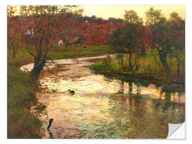 Wandsticker Sonnenuntergang über dem Fluss L'Elle bei Quimperlé