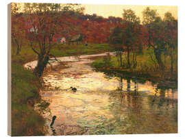 Holzbild Sonnenuntergang über dem Fluss L'Elle bei Quimperlé