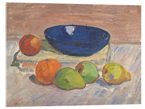 Akrylbilde Still life with blue bowl and fruits, 1911