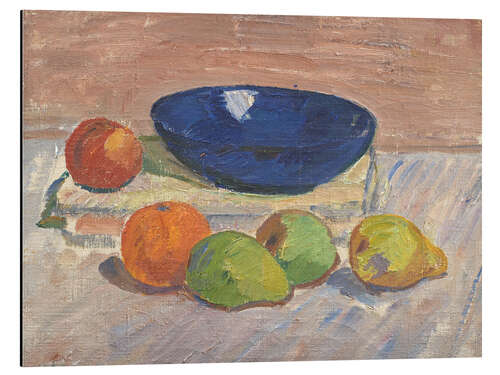 Alubild Stillleben mit blauer Schale und Früchten, 1911