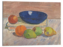 Alubild Stillleben mit blauer Schale und Früchten, 1911
