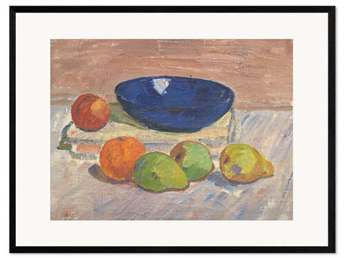 Kehystetty taidepainatus Still life with blue bowl and fruits, 1911