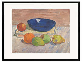 Ingelijste kunstdruk Still life with blue bowl and fruits, 1911