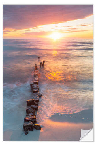 Vinilo para la pared Old groynes at sunset