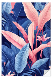 Sticker mural Pink Blue Jungle