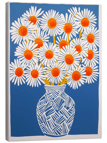 Lienzo White daisies on blue