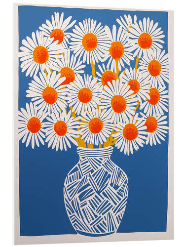 PVC-taulu White daisies on blue