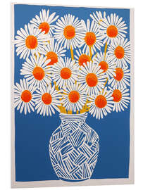 PVC-taulu White daisies on blue