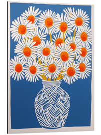 Magnettafel Weiße Margeriten auf Blau