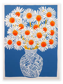 Póster White daisies on blue