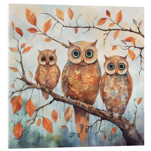 Acrylglasbild Eulen Im Herbstwald