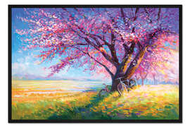 Gerahmter Kunstdruck Die süße Romantik der Kirschblütenbäume - Leon Devenice