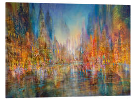 Akrylbillede Vibrant life in the city on the river