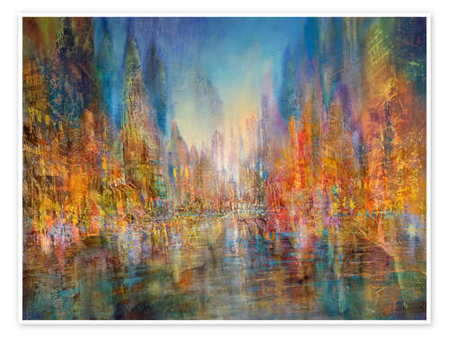 Poster Vibrant life in the city on the river