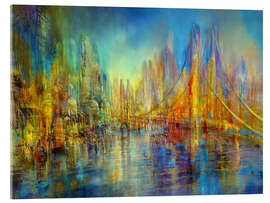 Cuadro de metacrilato The city on the river - the bridge - Annette Schmucker