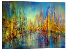 Lerretsbilde The city on the river - the bridge - Annette Schmucker