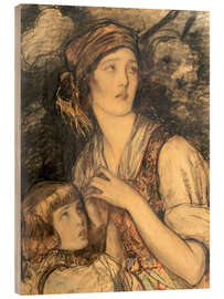 Wood print Young Mother And Child - Wladyslaw Benda