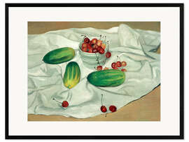 Gerahmter Kunstdruck Drei Gurken und ein Topf mit Kirschen, 1911