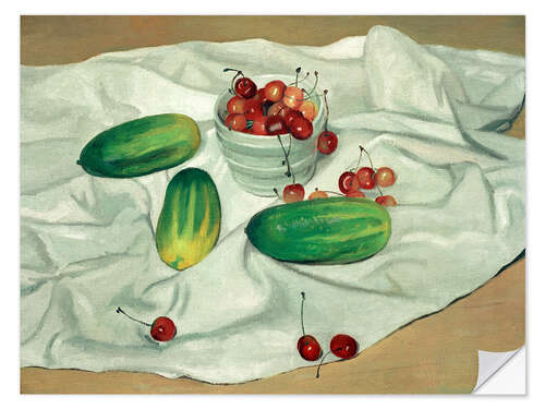 Sticker mural Three cucumbers and a pot of cherries, 1911
