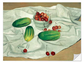 Sticker mural Three cucumbers and a pot of cherries, 1911 - Félix Édouard Vallotton