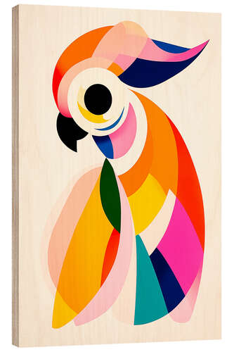 Wood print Mid-Century Parrot