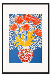 Gerahmter Kunstdruck Stillleben mit Blumen und Korallen