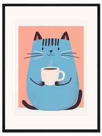 Gerahmter Kunstdruck Die Katze macht Blau