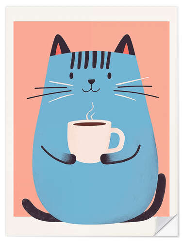 Wandsticker Die Katze macht Blau