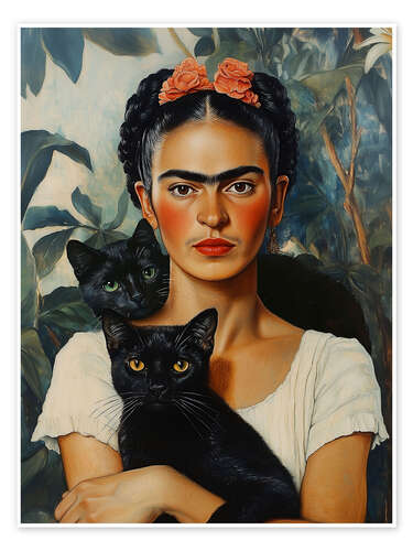 Póster Frida and cats