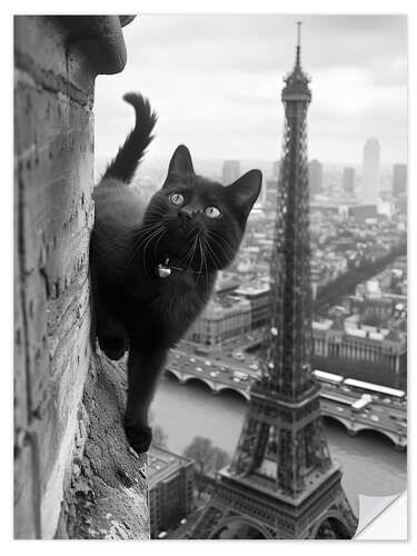 Selvklebende plakat Kitty in Paris