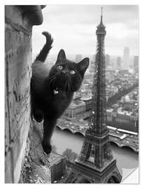 Selvklebende plakat Kitty in Paris