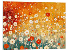 Aluminium print Red and white poppies